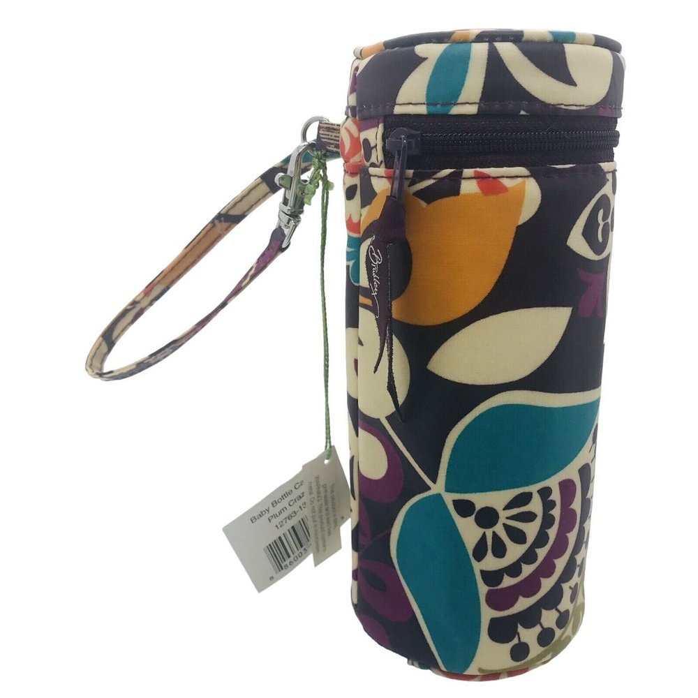 VERA BRADLEY Insulated Baby Bottle CADDY Wrist Strap PLUM CRAZY 8.25''Hx3.5a"NWT